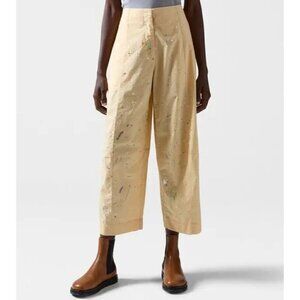 ATM Anthony Thomas Melillo Cotton Poplin Wide Leg Cropped Pants Butter Combo 4